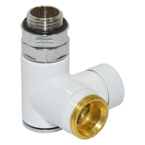 Кран відсікаючий трьохосьовий БІЛИЙ Ø1/2″x3/4″ DX (правий) COMBI CORNER (підкл. тену) Carlo Poletti Srl