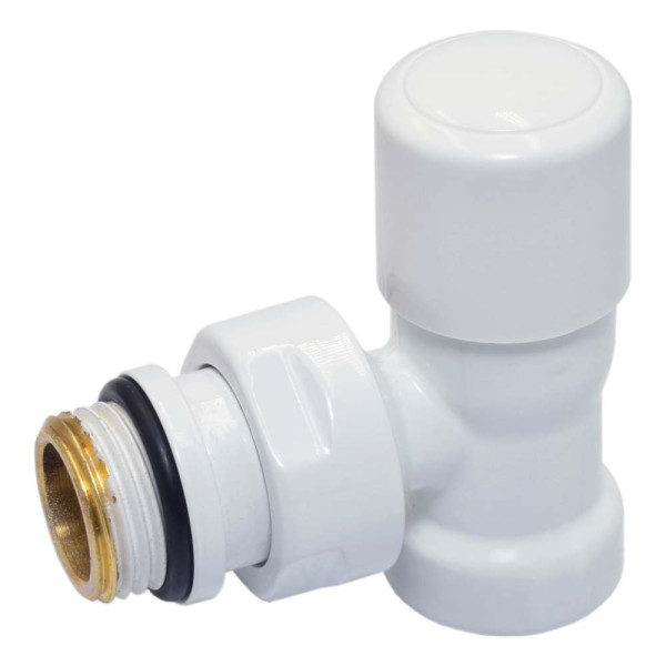 Кран відсікаючий кутовий БІЛИЙ корпус+штуцер Ø1/2″ FIRST Carlo Poletti Srl