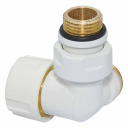 Термоклапан трьохосьовий БІЛИЙ корпус + штуцер Ø1/2″ х 24-19 DX (правий) FIRST CORNER Carlo Poletti Srl