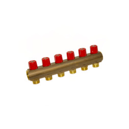 Коллектор с вентилями Ø1″ х 6 х 3/4″УР (red/красный) I=50 мм BIANCHI F.LLI S.P.A.
