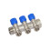 Колектор кутовий Ø1″ x 3 виходи x 3/4″ EK (сині ручки) нікель Carlo Poletti Srl