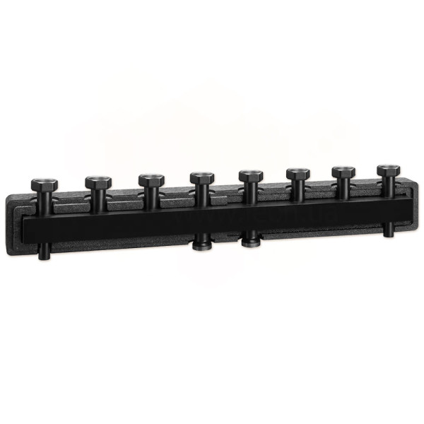 Сталевий колектор в ізоляціїї Ø1 1/2″ З x 1 1/2″ В (накидні гайки) 4 пари 125 мм 6 bar 5÷110°C Caleffi S.p.a.