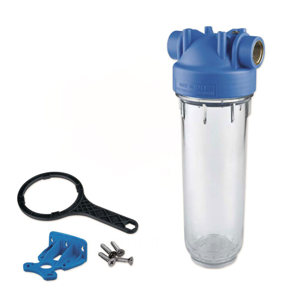 Фільтр-колба DP MONO TS (прозора) Ø1/4″ IN (пластик) 10″ 45°C 8 bar KIT Atlas Filtri s.r.l.