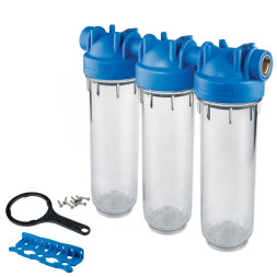 Фільтр-колби DP TRIO TS (прозорі) Ø3/4″ OT (латунь) 10″ 45° 8 bar KIT Atlas Filtri s.r.l.