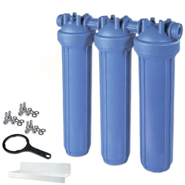 Фільтр-колба DP BIG TRIO AB (блакитна) Ø1″ IN (пластик) 20″ 45°C 8,3 bar KIT Atlas Filtri s.r.l.