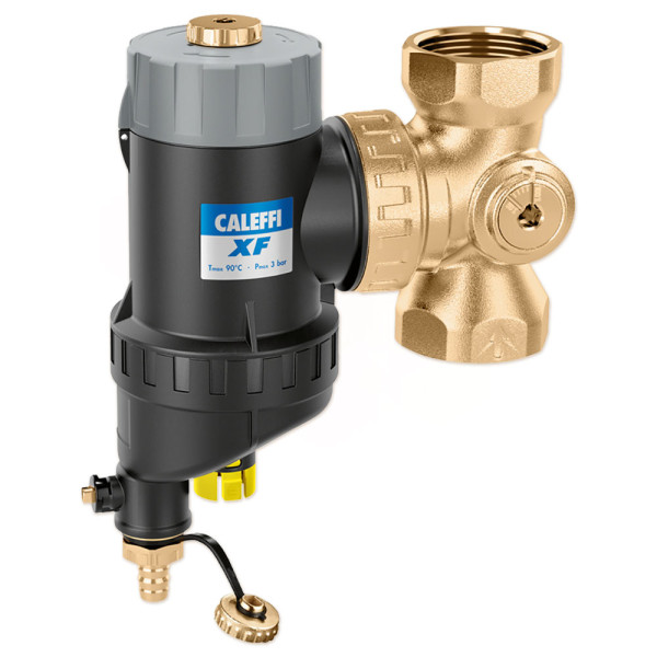Фільтр напівавтоматичний самоочисний CALEFFI XF® Ø1 1/2″ універсальний з магнітом (композит) та байпасом 3,0 bar 0–90°C 15 μm Caleffi S.p.a