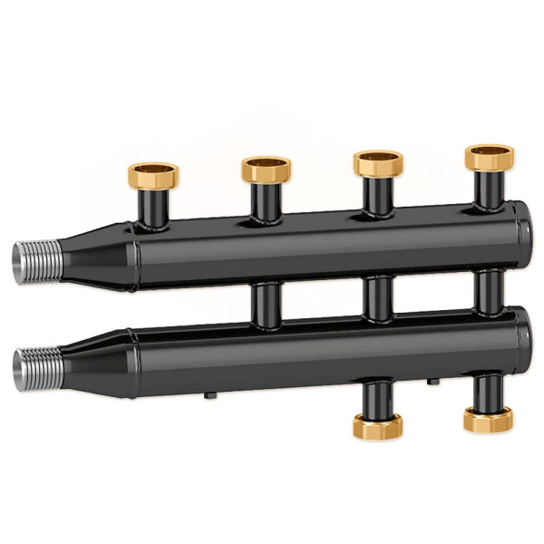 Сталевий колектор Ø1 1/4″ З x 1 1/2″ В (накидні гайки) 2+1 пари 125 мм 10 bar 5÷110°C Caleffi S.p.a.