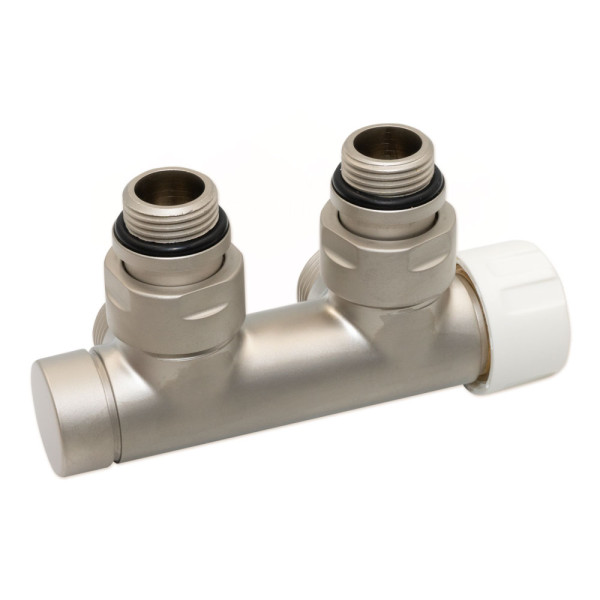 Вузел термостатичний TWIN THERMO SATIN NICKEL кутовий ПРАВИЙ Ø1/2″ З x 3/4″ EK 50 мм Carlo Poletti Srl