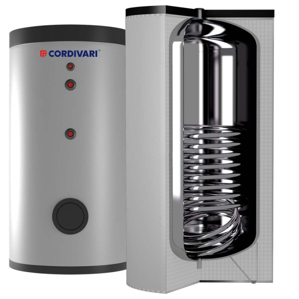 Бойлер (нержавійка) 200 л BOLLY® 1 AP INOX (1 теплообмінник 316L) XB (тверда незйомна ізоляція) Cordivari srl