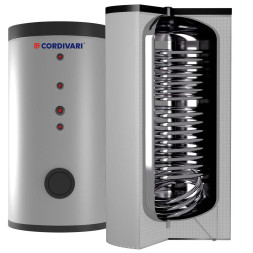 Бойлер (нержавейка) 200 л BOLLY® 2 AP INOX (2 теплообменника 316L) XB (твердая изоляция) Cordivari srl
