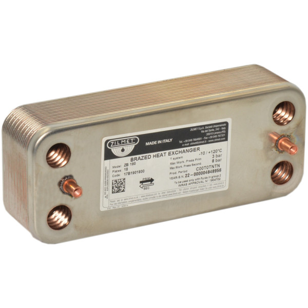 Теплообмінник ZB 190 (INOX AISI 316L) 18 пластин O-ring -10/+120°C Zilmet S.p.A.