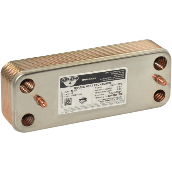 Теплообмінник ZB 207 (INOX AISI 316L) 16 пластин O-ring -10/+120°C Zilmet S.p.A.
