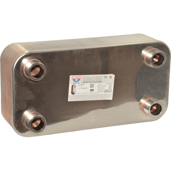 Теплообмінник ZB 400 (INOX AISI 316L) 40 пластин 4 x Ø1 1/4″G -50/+200°C Zilmet S.p.A.