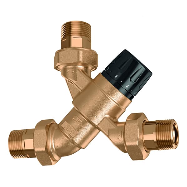 520050 Смеситель-термостат Ø3/4″ с настройкой 35÷65 °C Kv=1,7 m³/h в комплекте с обратными клапанами Caleffi S.p.a.