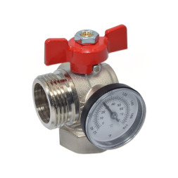 422H00060F Кран коллектора с угловым термометром Ø1″ ВЗ (red/красный) BIANCHI F.LLI S.P.A.