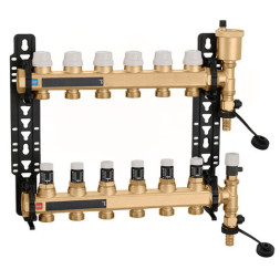 6626F6 Коллектор латунный с микрометрами Ø1″ В х 6 х 3/4″ С в сборе 5÷80°C 10 bar Caleffi S.p.a.