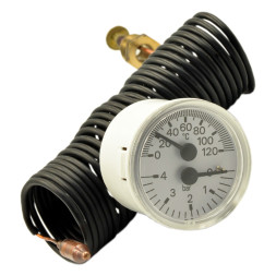 91392102 Капиллярный термоманометр TI 40 P Ø40 1/4” 4 бара 0/120°C L=1500 мм Cewal S.p.A.