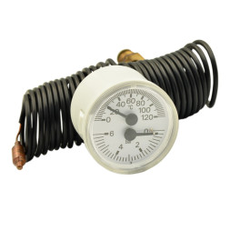 91392108 Капілярний термоманометр білий TI 42 P Ø42 1/4″ 6 бар 0/120°С L=1500 мм Cewal S.p.A