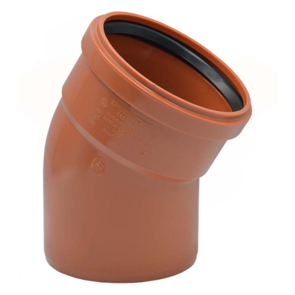 011115E / VSE020421 Колено (наружная канализация) Ø110 30° PVC (Ral 8023) REDI / VALSIR