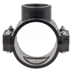 1019 UNIDELTA Хомут д/врезки без усиливающего кольца Ø50 x 1/2″ В PN10 PP-B (УФ защита)