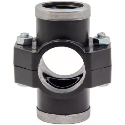 1027 UNIDELTA Хомут для врезки двойной Ø40 х 1″ В PN10 PP-B (УФ защита)