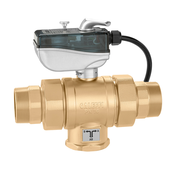 638093 Кран кульовий 3-ходовий з сервоприводом Ø2&Prime; L-подібний 230 V Kv=50 m³/h Caleffi S.p.a