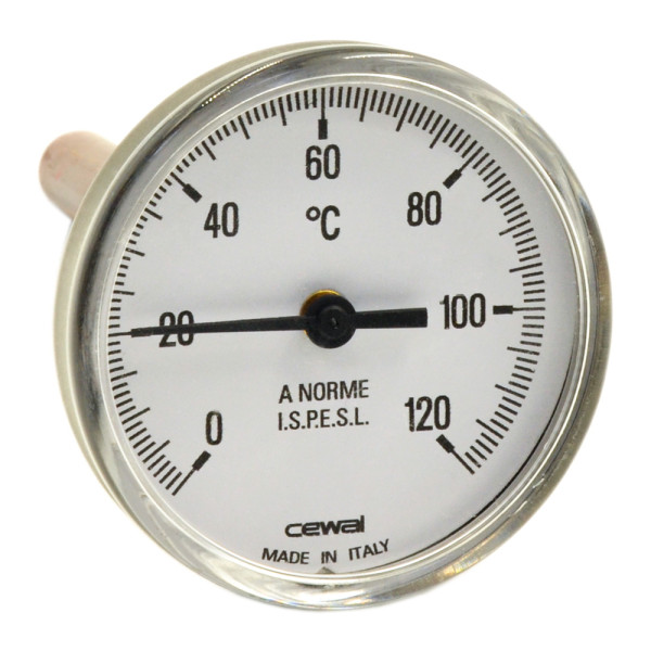 91626100 Термометр с металлическим корпусом Ø63 0/120°С 10 см фронтальный Cewal S.p.A.