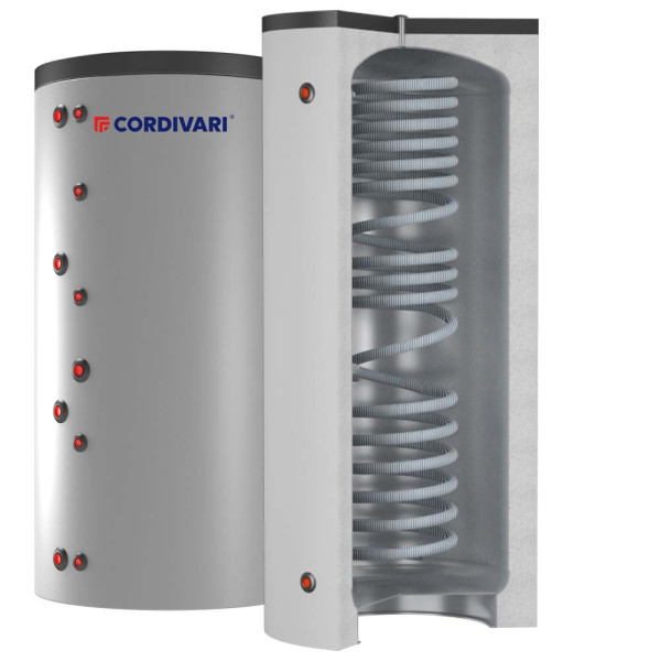 3270162282263 Теплоаккумулятор 1000 л (гофрированный змеевик INOX для ГВС) ECO COMBI 1 VC (мягкая съемная изоляция) Cordivari srl