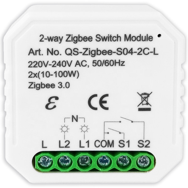 Умный выключатель Tervix Pro Line ZigBee Switch (2 клавиши), без нуля