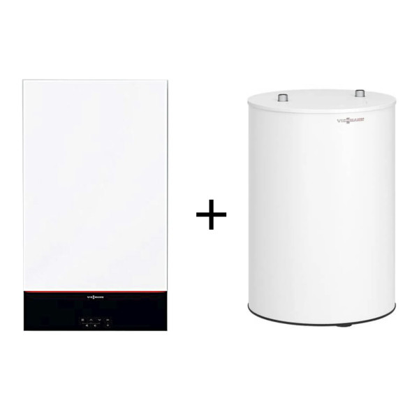 Пакетное предложение котел Viessmann Vitodens 100-W B1HF 32 кВт, с бойлером 150 л, датчиком и дымоходом