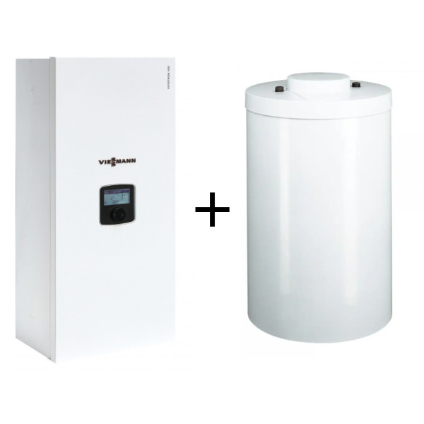 Пакетна пропозиція електричний котел Viessmann Vitotron 100 VMN3-08 з бойлером Vitocell 100-W CUGA 150, датчиком температури та переключаючим вентилем