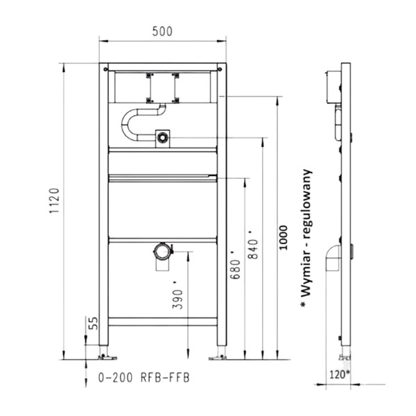 Инсталляция для писсуара Werit Jomo Tech h1120 мм