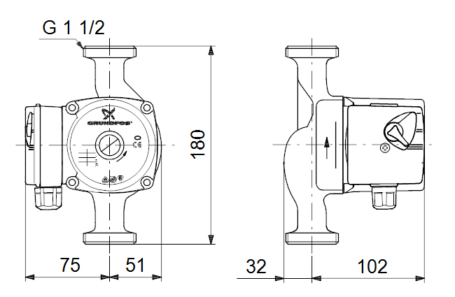 Насос циркуляционный Grundfos UPS 25-40 (180) (98367575-GR) интернет-магазин Teplopro